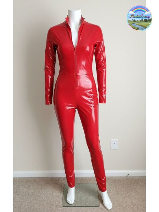 Other - Metallic Leotard Mesh Front Faux Leather Bodysuit Jumpsuit Chains Clubwear